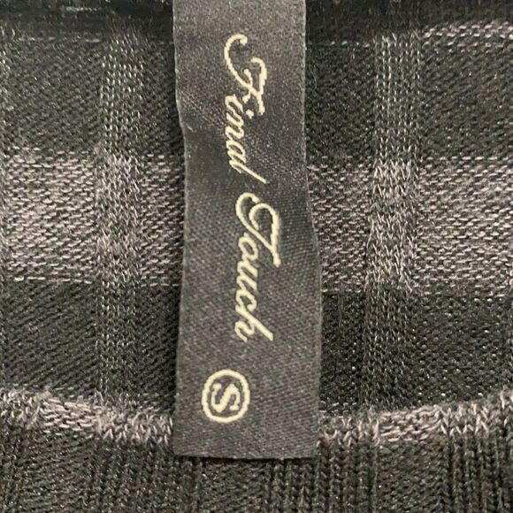 Black & Gray Striped Top By Final Touch. Size Small. - Picture 4 of 5
